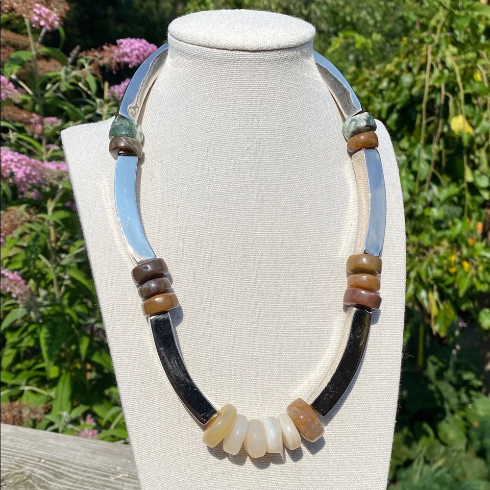 Vintage Artisan Necklace with Semiprecious Stones